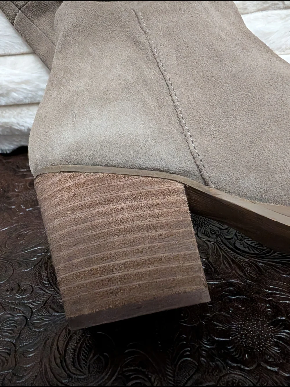 Not Rated Taupe Over-the-Knee Suede Block Heel Boots
